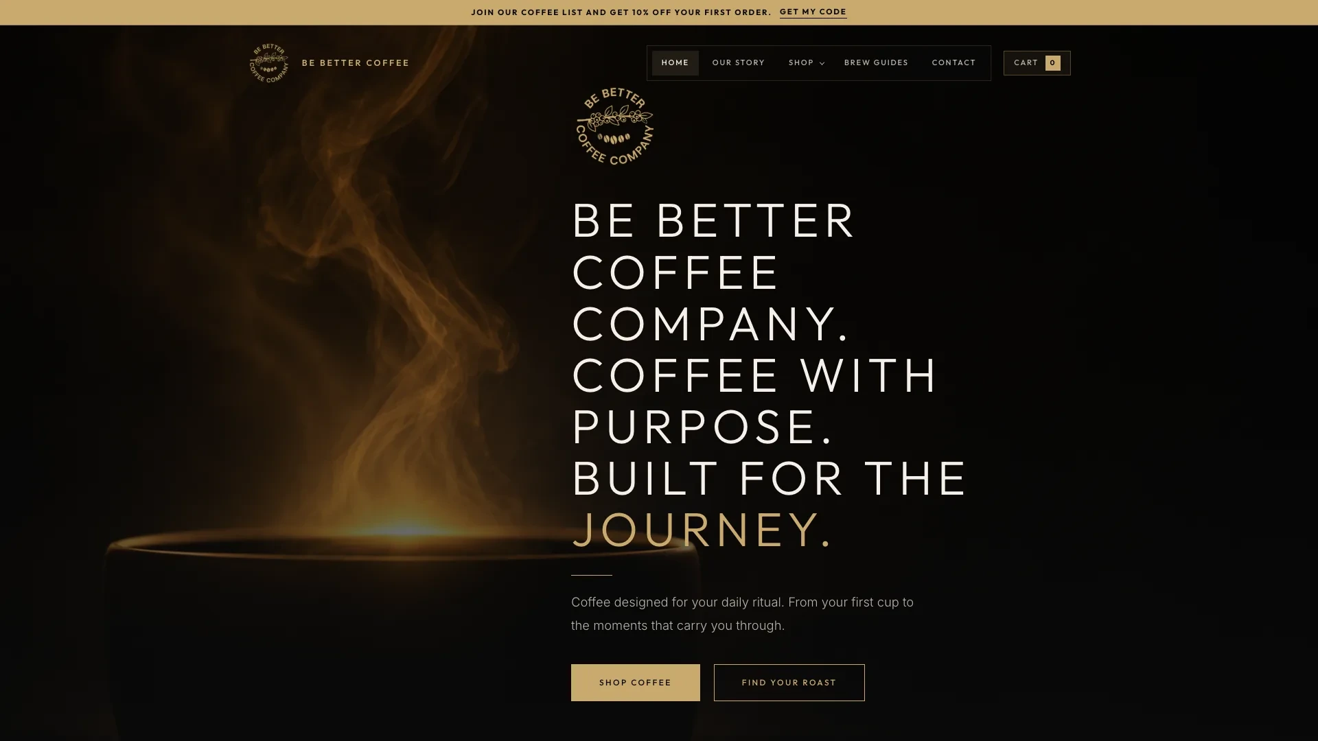 Be Better Coffee Company website by Spray Media