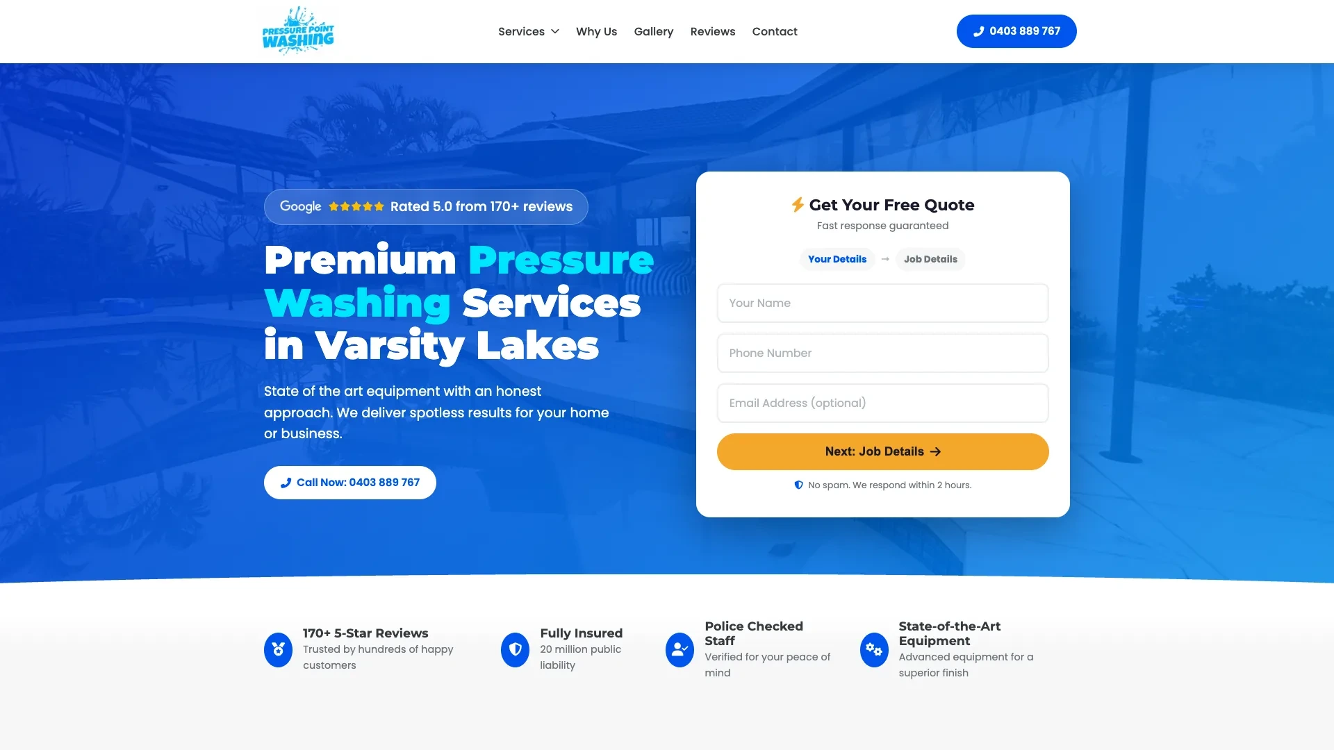Pressure Point Washing website by Spray Media